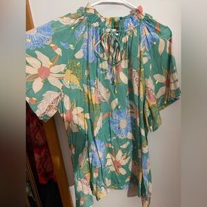 Floral Print Green Blouse